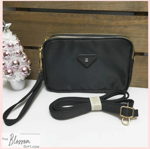 Personalised 2in1 Wristlet n Sling Bag - Black (Hot Foil Stamping) max 2 letters