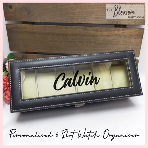 Personalised 6Slot Watch Organiser - BLACK