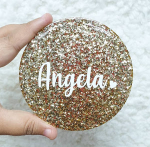 Gold Glitter Personalised  Coaster