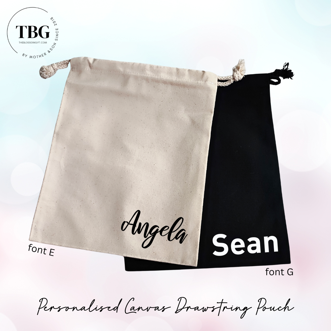 Personalised Canvas Drawstring Pouch 2colours