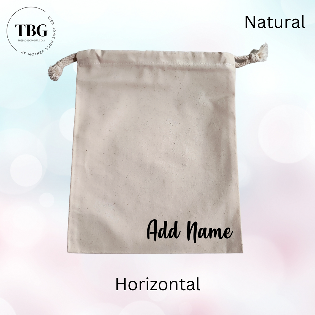 Personalised Canvas Drawstring Pouch (2colours)