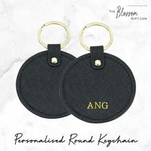 Load image into Gallery viewer, Personalised Round Keychain Leather (Hot Foil Stamping)