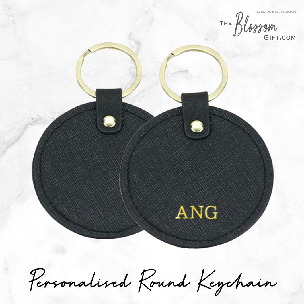 Personalised Round Keychain Leather (Hot Foil Stamping)